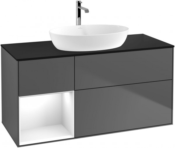 Meuble Pour Vasque à Poser Villeroy et Boch Finion Anthracite/Glossy White/Glass Black FA62GFGK