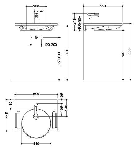 Hewi Invaliden Wastafel met Kraan 600 mm