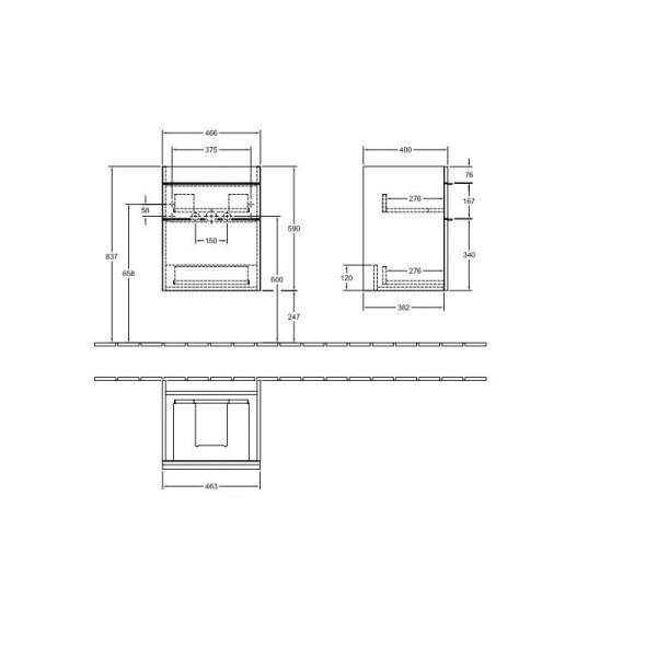 Villeroy en Boch Wastafelmeubels Venticello 466 x 590 x 426 mm