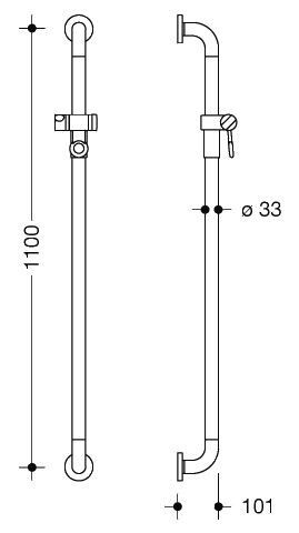 Hewi Douchestang Serie 801 1100 mm