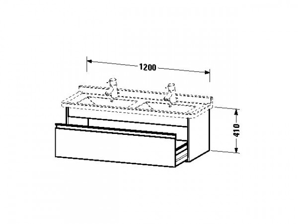 Duravit Ketho Wastafelonderkast 120x45.5x41cm 1 lade Standaard greep met softclose spaanplaat Basalt Mat KT666604343