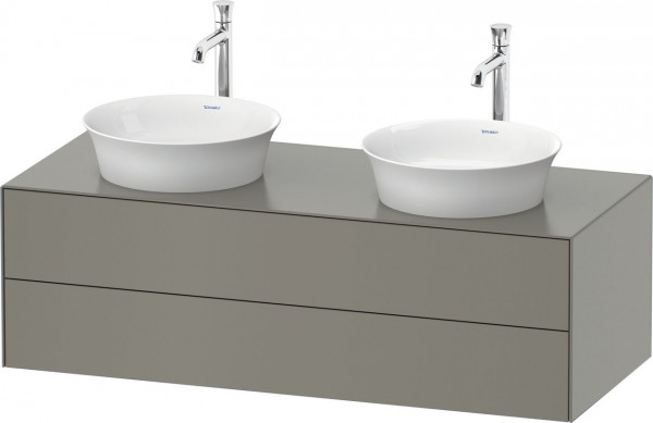 Meuble Double Vasque Duravit White Tulip 2 tiroirs éclairés 1300x408mm Gris pierre satiné WT4988B92920010