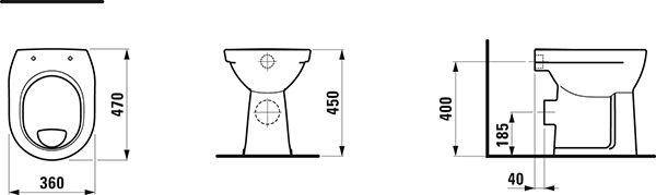 Verhoogd Toilet Laufen PRO Platte bodem 360x470mm Bahamabeige