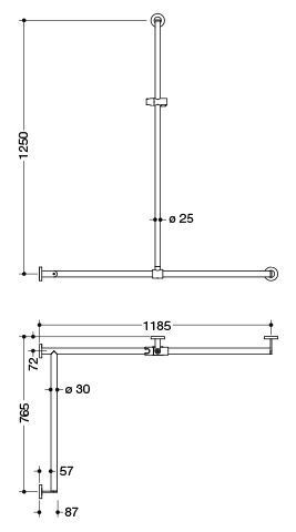 Hewi Badgreep System 900 met douchestang 900.35.33560