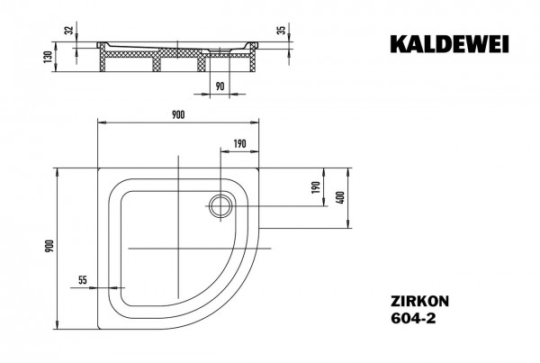 Kaldewei Kwartronde Douchebak Mod.604-2 Zirkon (456935000)