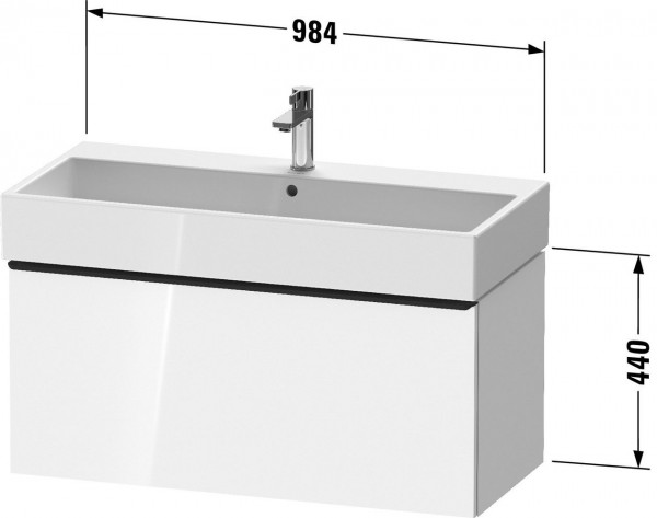 Meuble Pour Lavabo Encastrable Duravit D-Neo tiroir poignée chromé pour Lav. Vero Air 984mm Lin Mat DE4274010750000