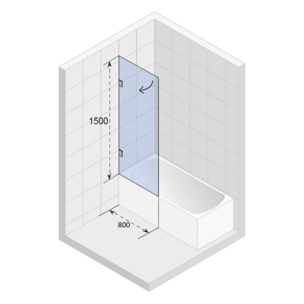 Riho Badwand Scandic M107 Versie Links 8x1500x800mm Doorzichtig