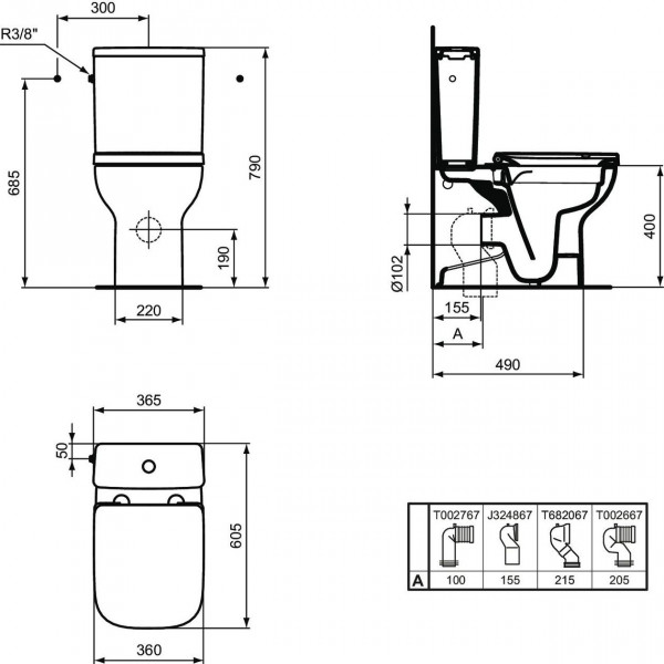 Duoblok Reservoir Ideal Standard i.life S Achteraanbouw, 3-4,5L Wit