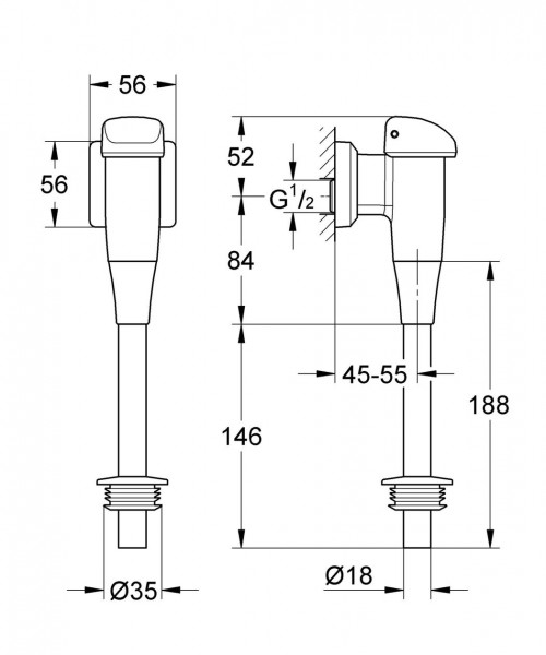 Grohe Spoelpijp Universeel Urinoir - waste systeem 37437000