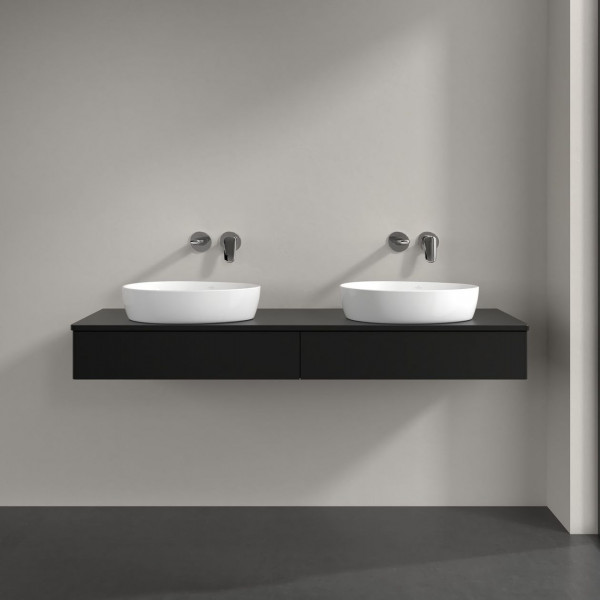 Dubbel Wastafelmeubel Villeroy en Boch Antao 1600x190x500mm Black Matt Laquered