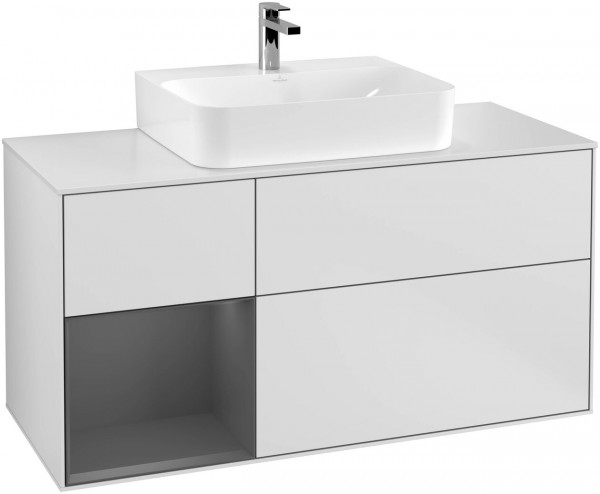 Meuble Pour Vasque à Poser Villeroy et Boch Finion 1200x603x501 mm F161MTPD F161GF White Matt Lacquer | Anthracite Matt