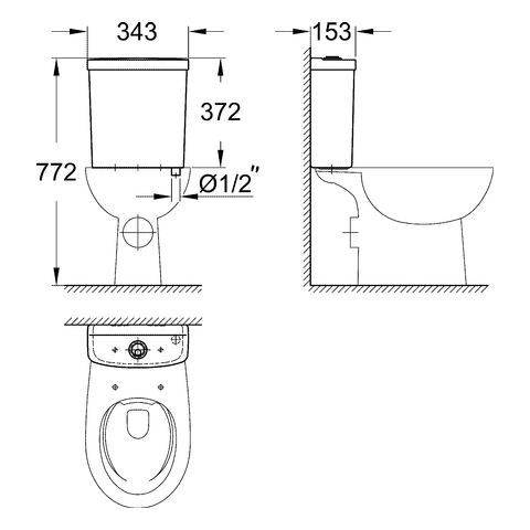 Grohe Duoblok Bau Ceramic Wit Spoel met zijaansluiting 39436000