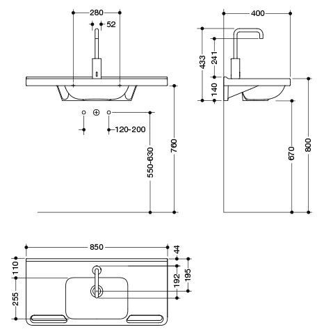 Hewi Hangende Wastafel met Kraan 850 mm Alpenwit 950.19.063