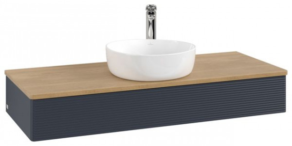 Wastafelmeubel Voor Opzet Waskom Villeroy en Boch Antao 1 lade 1200x190x500mm Midnight Blue Matt ...