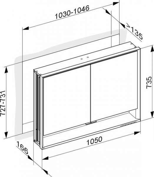 Badkamerkasten Keuco Royal Lumos 1050 mm Inbouw, 2-deurs, DALI Zilver geanodiseerd