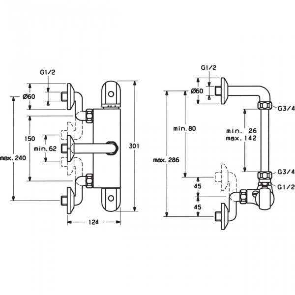 Thermostatische Douchemengkraan Hansa TEMPRA Muur Chroom