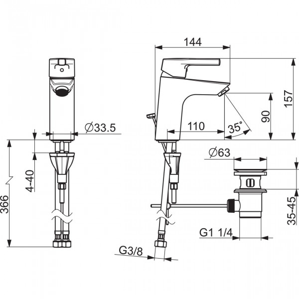 Hoge Wastafelkraan Hansa PALENO 157x110mm Chroom