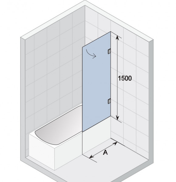 Badwand Draaibaar Riho Scandic NXT Rechtse versie 1000x1500mm Zwart