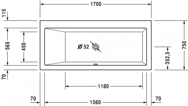 Duravit Whirlpool Rechthoekig Vero 750 x 1700 mm (760133000)