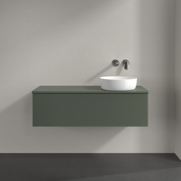 Wastafelmeubel Voor Opzet Waskom Villeroy en Boch Antao 1200x360x500mm Leaf Green Matt Lacquer