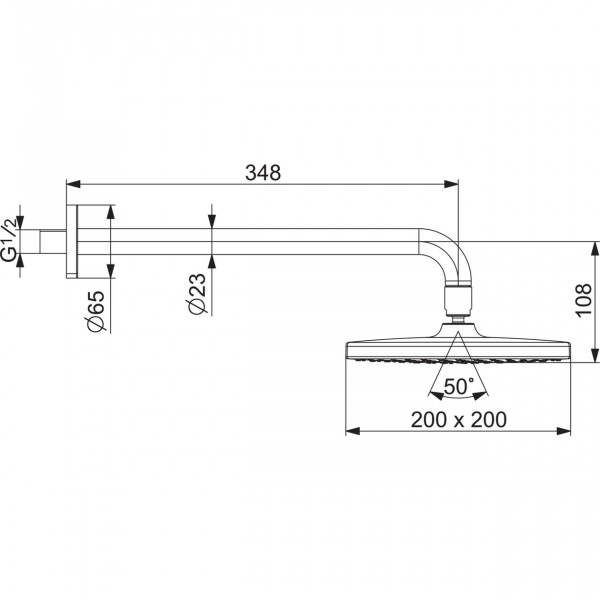 Douchekop Uit Muur Hansa BASICJET Style Vierkant 200x348mm Chroom