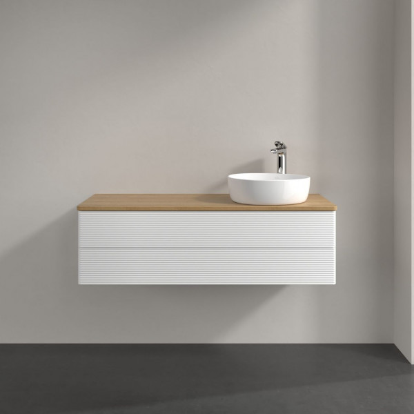 Wastafelmeubel Voor Opzet Waskom Villeroy en Boch Antao 1200x360x500mm White Matt Laquered/Honey Oak