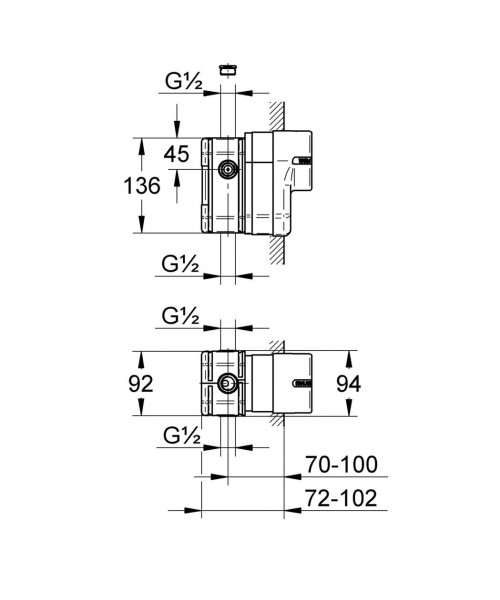 Grohe Uitbreiding Eichelberg 1/2"'' inbouw uitbreidingsset voor ééngreeps bad/doucheMengkraan 44040300