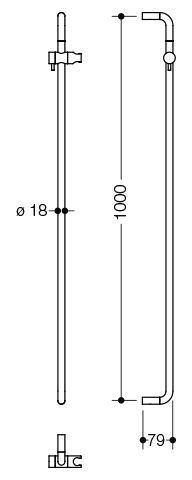 Hewi Douchestang System 815 1000 mm Glanzend Chroom