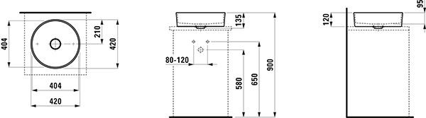 Opbouw Wastafel Laufen KARTELL 420x135x420mm Wit Clean Coat