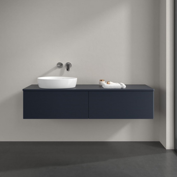 Wastafelmeubel Voor Opzet Waskom Villeroy en Boch Antao 1600x360x500mm Midnight Blue Matt Lacquer