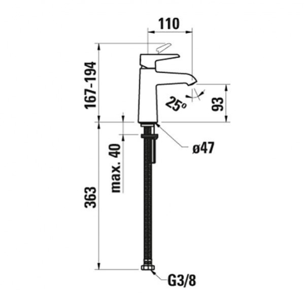 1 Gats Mengkraan Laufen PURE zonder afvoerinzet 110 x167mm Zwart Mat