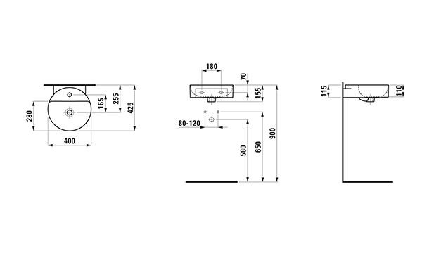 Fontein Toilet Laufen VAL 400mm Wit