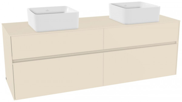 Villeroy et Boch Collaro Meuble double vasque à 4 tiroirs pour 2 lavabos 1600mm Soft Grey