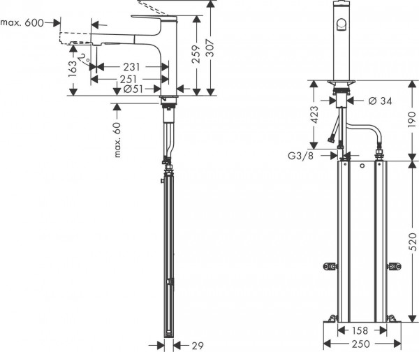 Hansgrohe Zesis keukenkraan 160 2jet sbox m.zwart 74823670