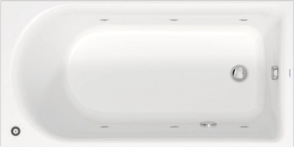 Baignoire Balnéo Rectangulaire Duravit D-Neo, à encastrer, avec trop-plein 1500x750mm Blanc