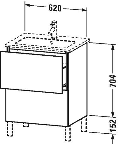 Duravit Wastafelmeubels L-Cube voor 23366 Staand 481x620x704mm