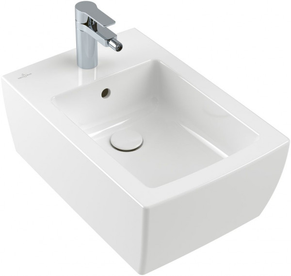 Villeroy & Boch Memento 2.0 wandbidet 1 kraangat met overloop 37.5x56cm graphite 443300I4