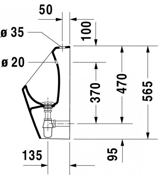 Duravit No.1 urinoir rimless boveninlaat 56.5x30.5x29cm rimless Hoogglans Wit 2818300000