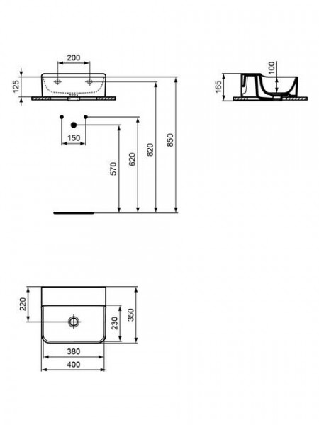 Ideal Standard Fontein Toilet CONCA geslepen, 400x145x350mm Wit