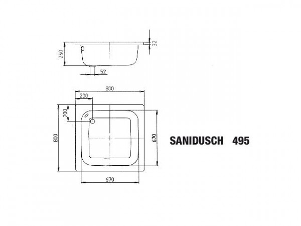 Kaldewei Douchebak Vierkant Mod.495 Sanidusch (332000010)