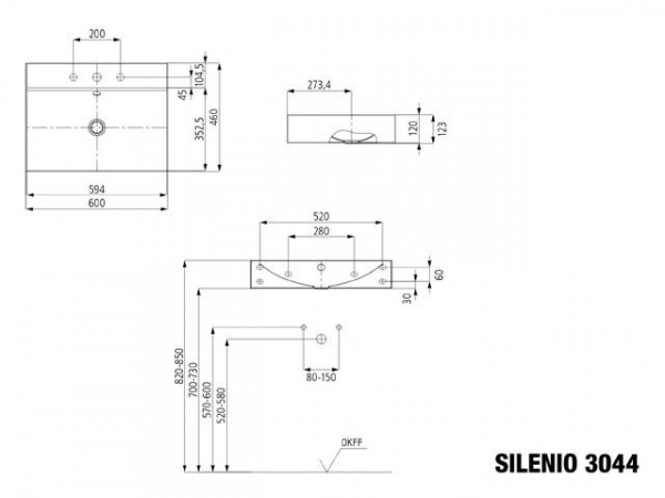 Kaldewei Hangwastafel met overloop Silenio (904306003)