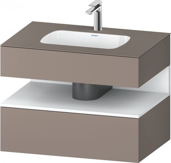 Set Meuble Salle De Bain Duravit Qatego Lavabo 1 trou, 1 tiroir, 1 niche 800mm Blanc Mat/Basalte Mat QA4785018430000