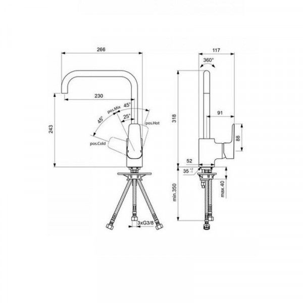 Keukenmengkraan Ideal Standard CeraPlan III B0959AA