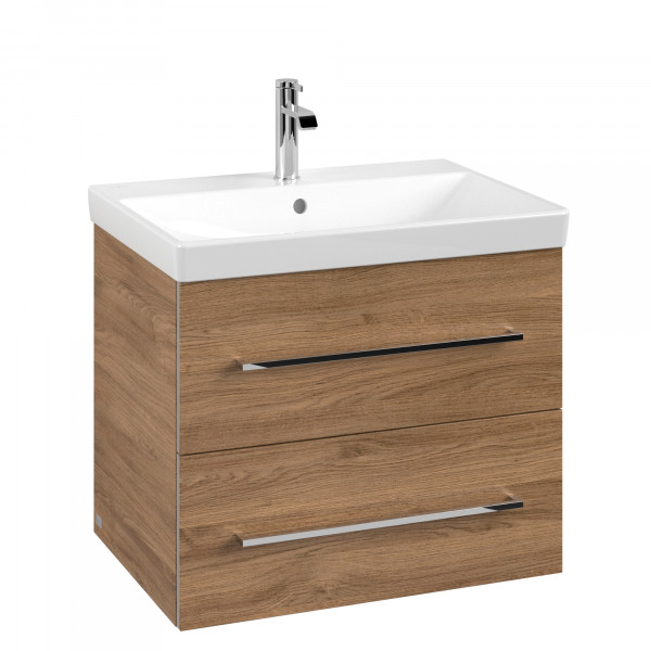 Villeroy & Boch Avento wastafelonderkast 65x50x45cm standaard greep met 2 softclose lades Stone Oak A89000