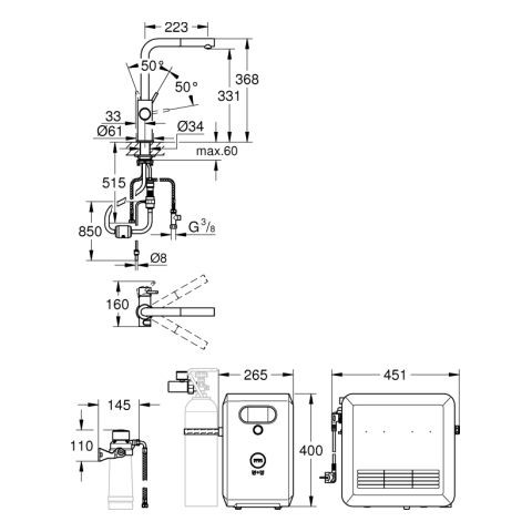 Grohe Waterfilter Keukenkraan Blue Professional 368x223xØ34mm