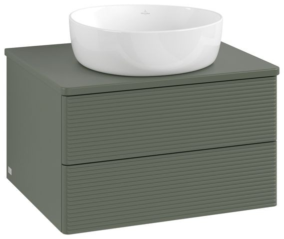 Wastafelmeubel Voor Opzet Waskom Villeroy en Boch Antao 600x360x500mm Leaf Green Matt Lacquer