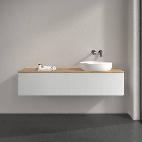 Wastafelmeubel Voor Opzet Waskom Villeroy en Boch Antao 1600x360x500mm Glossy White Lacquer/Honey...