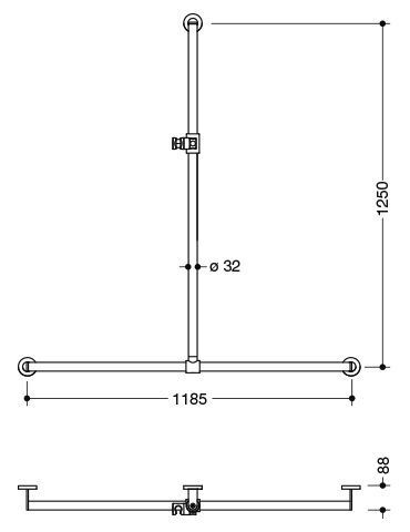 Hewi Badgreep System 900 met douchestang 900.35.40260