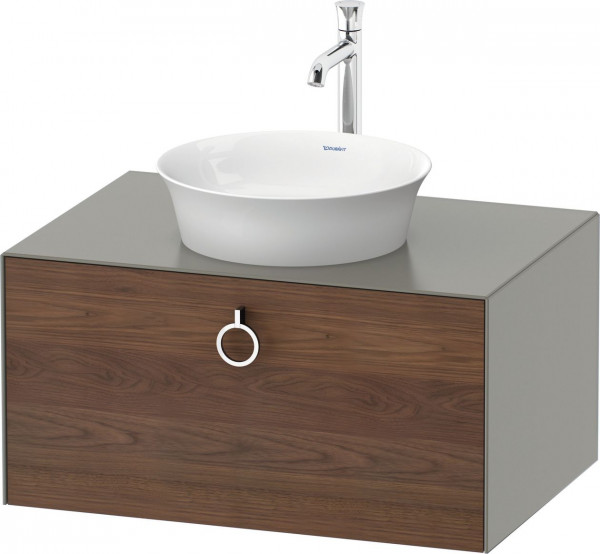 Meuble Pour Vasque à Poser Duravit White Tulip 1 tiroir, poignée 800x408mm Noyer américain massif/Gris pierre satiné WT498007792