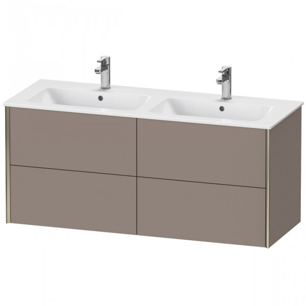 Meuble Double Vasque Duravit XViu suspendu 4 tiroirs, pour lav. ME 1280mm Basalte Mat/Champagne XV41290B143